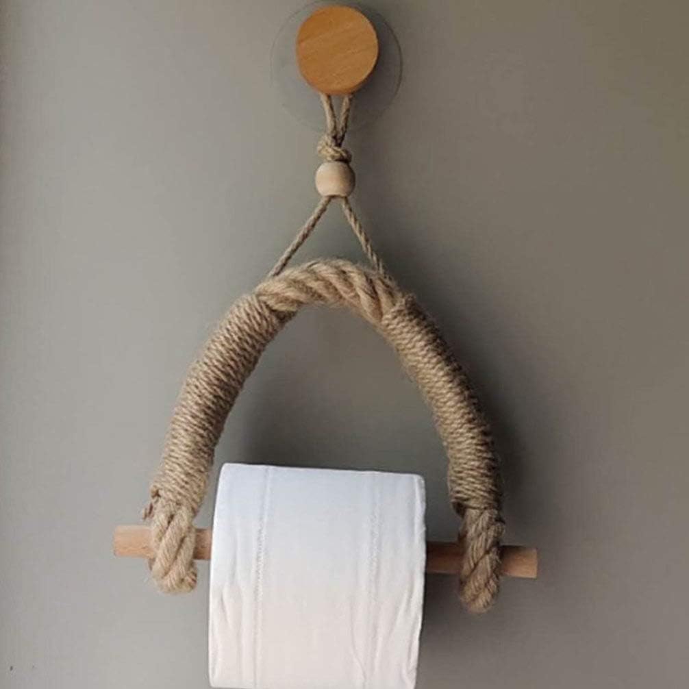 Creative Wall Hanging Toilet Holder Rope Rack for Bathroom Space-Saving Design Practical and Decorative Tissue Storage