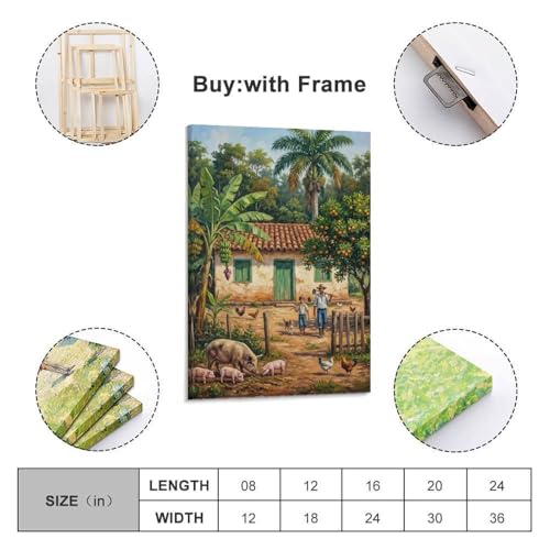 Décoration murale affiche paysage rural rétro et tableau grand format - 2