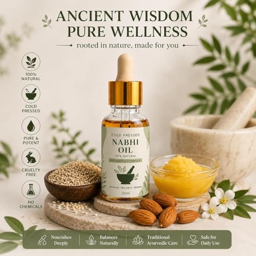 Image of Nabhi Oil | Belly Button Oil for Body Detox, Weight loss, Sugar control, Joint Pain Relief | All in One Ayurvedic Oil for Men and Women & Adult | 72,000 Navel Chikitsa Therapy | 30ml ((A1))