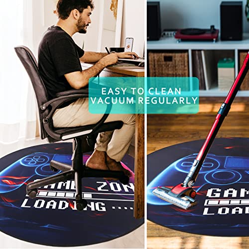 Yincimar Gaming Chair Mat For Hardwood Floor,Anti-Slip Floor Protector Game Controller Rubber Gaming Computer Chair Mat For Gaming Room Home Office Decor (Round 47 Inches,Black) #TOP6