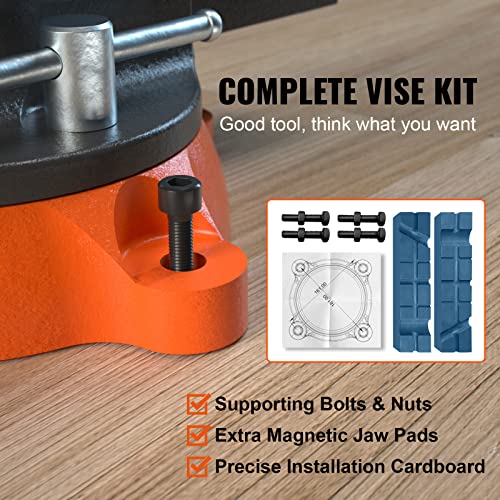 VEVOR Bench Vise, 6.5" Jaw Width 6.5" Forward &9.3" Reverse Opening, 360-Degree Swivel Locking Base Multipurpose Workbench with Anvil, Heavy Duty Ductile Iron with Bolts & Nuts, for Drilling, Pipe Cut 4 VEVOR Bench Vise, 6.5" Jaw Width 6.5" Forward &9.3" Reverse Opening, 360-Degree Swivel Locking Base Multipurpose Workbench with Anvil, Heavy Duty Ductile Iron with Bolts & Nuts, for Drilling, Pipe Cut - Image 4
