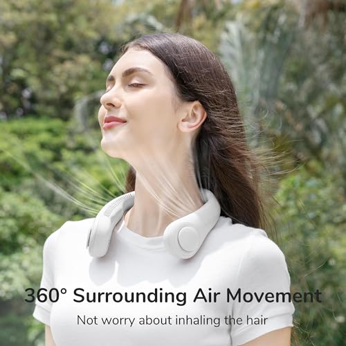 Image of JISULIFE Portable Neck Fan Life3, Hands-Free Bladeless, 5 Speeds, 4000 mAh Battery Operated Wearable Personal Fan, Twistable, Rechargeable, Gift for Women Men-Light Grey