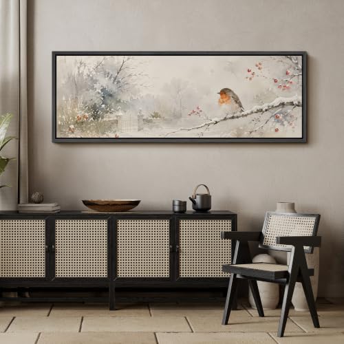 Image of MUDECOR Large Framed Canvas Print Wall Art Robin Bird for Living Room