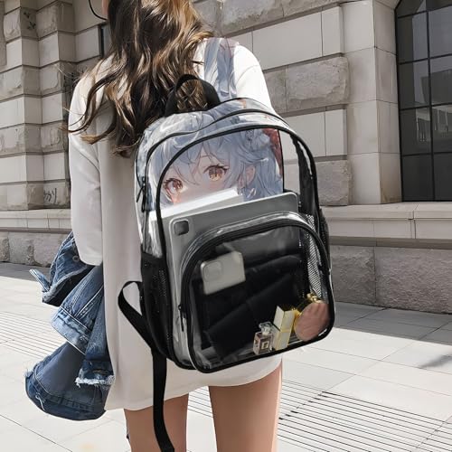 Anime Dragon Woman Clear Backpack, PVC Transparent Bag with Large Capacity for Boys, Girls, Men, Women, See Through Bookbag for School Work College Travel4