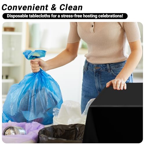 QZYL 4 PCS Picnic Table Cover with Bench Covers, Black Plastic Table Cloths, 54 X 108 in Disposable Waterproof Rectangle Table Covers for Camping Birthdays Weddings Parties Christmas #4