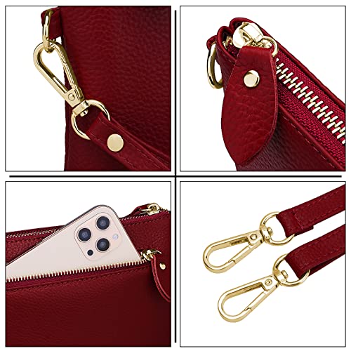 Image of YALUXE Women's Genuine Leather Wristlet Purse Clutch Handbag with Phone Pocket Card Holder and Crossbody Strap