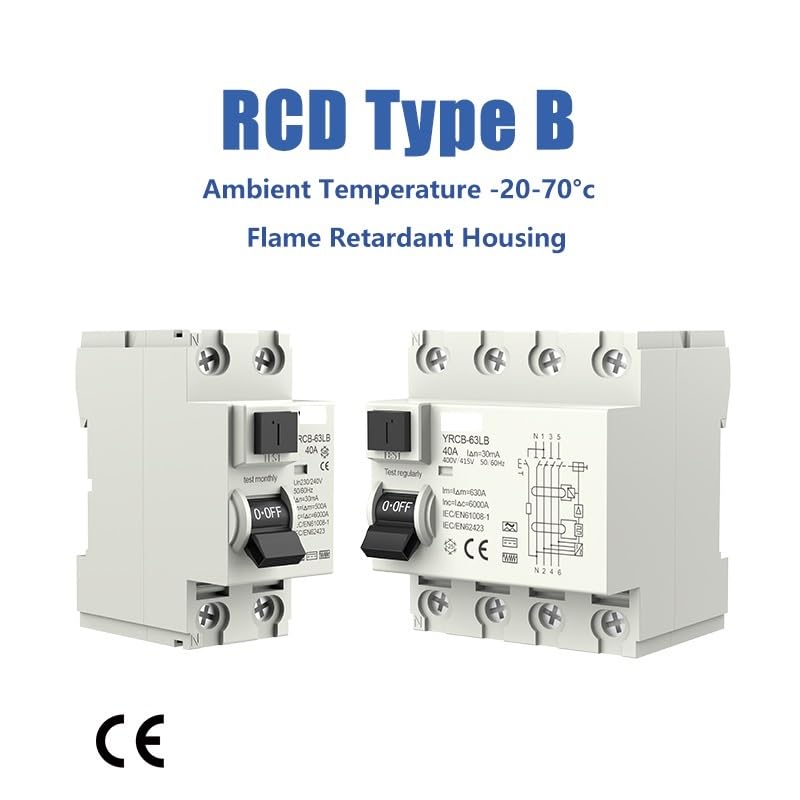 Magnetotermico Interruttore differenziale RCD Tipo B 2P 4P 40a 63a 30mA 300mA DIN Rail 220V 400V(2P 30mA,63A)