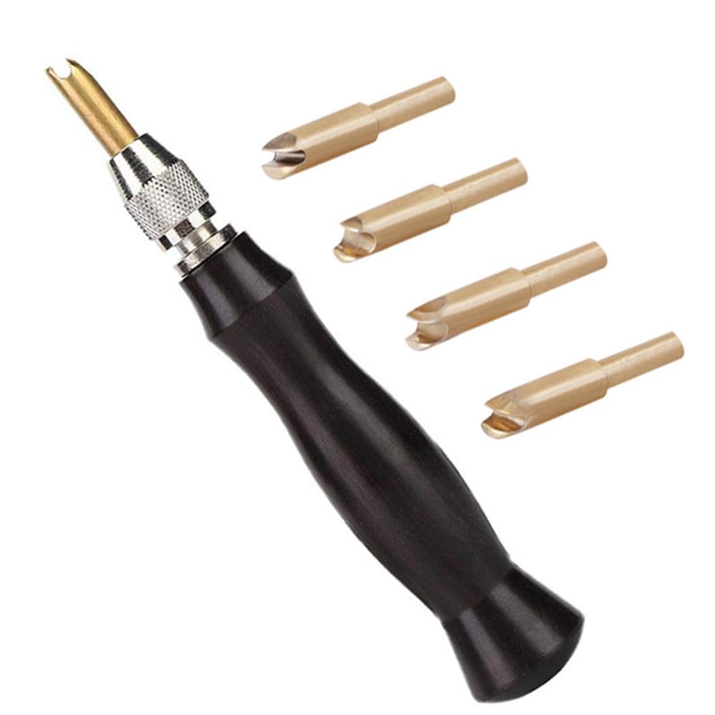 Kit Piegabordi Per Pelle Con 4 Teste In Ottone Intercambiabili 2-2.5-3-4 Mm – Attrezzo Fai Da Te Con Manico In Legno Di Sandalo, Per Sigillatura E Finitura Bordi - 2