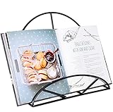 MaxGear Metal Cookbook Stand, Recipe Book Holder for Kitchen Counter, Cast Iron Cookbook Stand, Cook Book Holder for Reading Cookbooks, Recipes, Tablets, 1 Pack, Black
