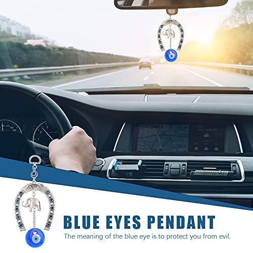 Garneck Elefante olho turco sapato de cavalo olho mal-olho azul ornamento para pendurar na parede am