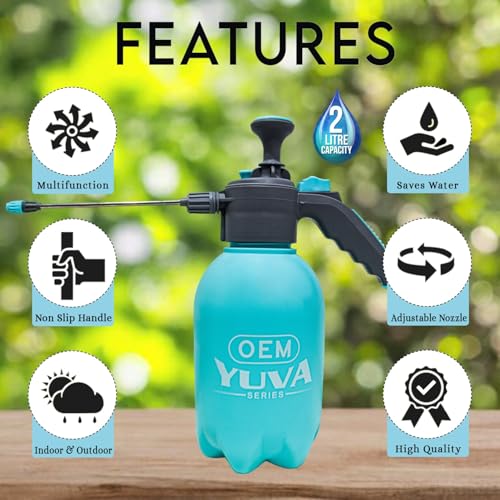 Image of OEM YUVA Series 2L Garden Pressure Sprayer (Blue) with Extension Rod for Plants, Pesticide Use, and Surface Cleaning - Multipurpose Water Sprayer