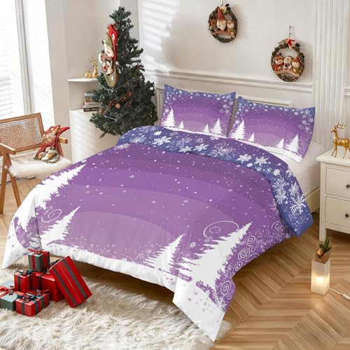 Housse de couette 220x240 Noël en microfibre avec ses 2 taies d'oreiller
