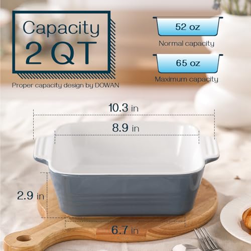 Image of DOWAN 8x8 Baking dish, Square Baking Pan, Ceramic Casserole Dishes for Oven, Cake Pan with Handle, for Brownie, Lasagna, Casserole, 2 Quart, Home Gift, Airy Blue
