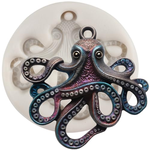 MINFEIDMS Molde de silicona con diseño de tentáculos de pulpo marino para fondant, decoración de pasteles de azúcar, decoración de cupcakes, pasta de goma de chocolate, caramelo, arcilla polimérica