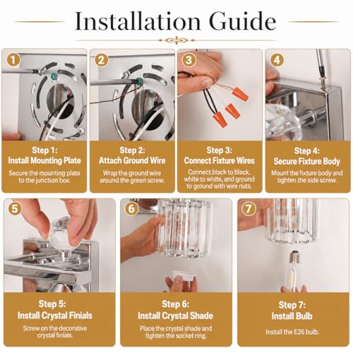 Image of Lxybcce Modern Crystal Bathroom Vanity Light, 14In 2-Lights Bathroom Light Fixtures, Chrome Vanity Light Fixtures Over Mirror, Easy Installation & Shadow-Free Illumination for Bathroom Mirror Decor