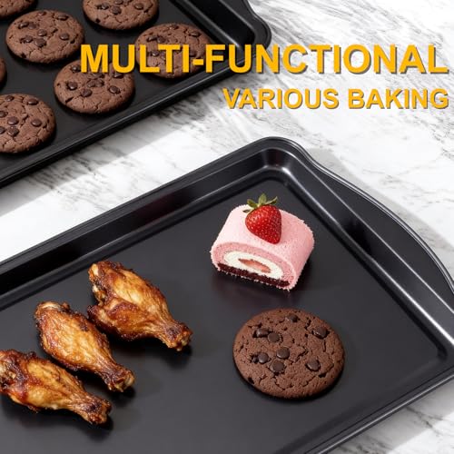 Gymdin Baking Sheet Set of 3 - Carbon Steel Cookie Sheet for Baking, 17/15/13 Inch, Nonstick Baking Pan with Dual Handles, Stackable, Rust & Warp Resistant, Perfect for Baking, Roasting, and More - image 6