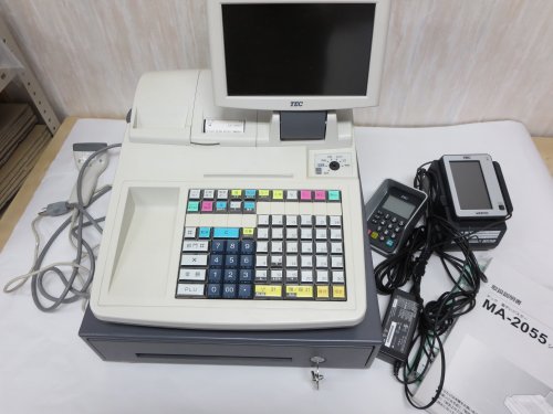 ◇東芝テック 電子レジスター MA-2055 動作未確認 東芝テック MA-2055-V2-R ホワイト POSレジスター タッチスキャナー
