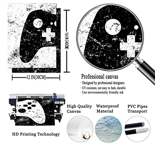 Video Game Wall Art Gaming Poster Black And White Pictures Gaming Wall Art Game Room Painting Game Controller Wall Art Boy Room Wall Decor Video Game Canvas For Playroom 12X16 Inch Set Of 2 Frameless #TOP6