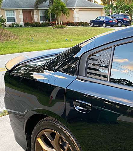 Image of for Dodge Charger 2011-2022, Rear Side Window American Flag Decals, 2pcs Matte Black USA Flag Decal for Truck Back Window, Waterproof Vinyl, Durable and Easy Remove Truck Decal