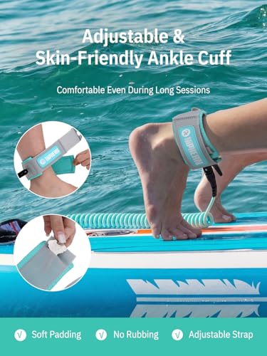 Image of niphean Surfboard Leash 3-10ft, Coiled Paddle Board Leash SUP Ankle Strap, Durable Spiral Surf Leash Leg Rope with Plug, Tangle-Free, Comfortable Boogie Board Leash for Paddleboard, Longboard