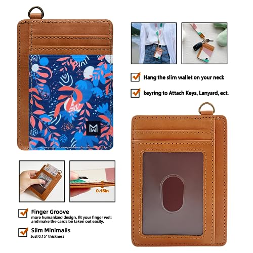 Image of Credit Card Holder Wallet for Women Slim Minimalist Wallet RFID Blocking Leather Wallets Elastic Front Pocket Wallet for Women, Morishima, 4.5 x 3.2 x 0.3 inches, Minimalist