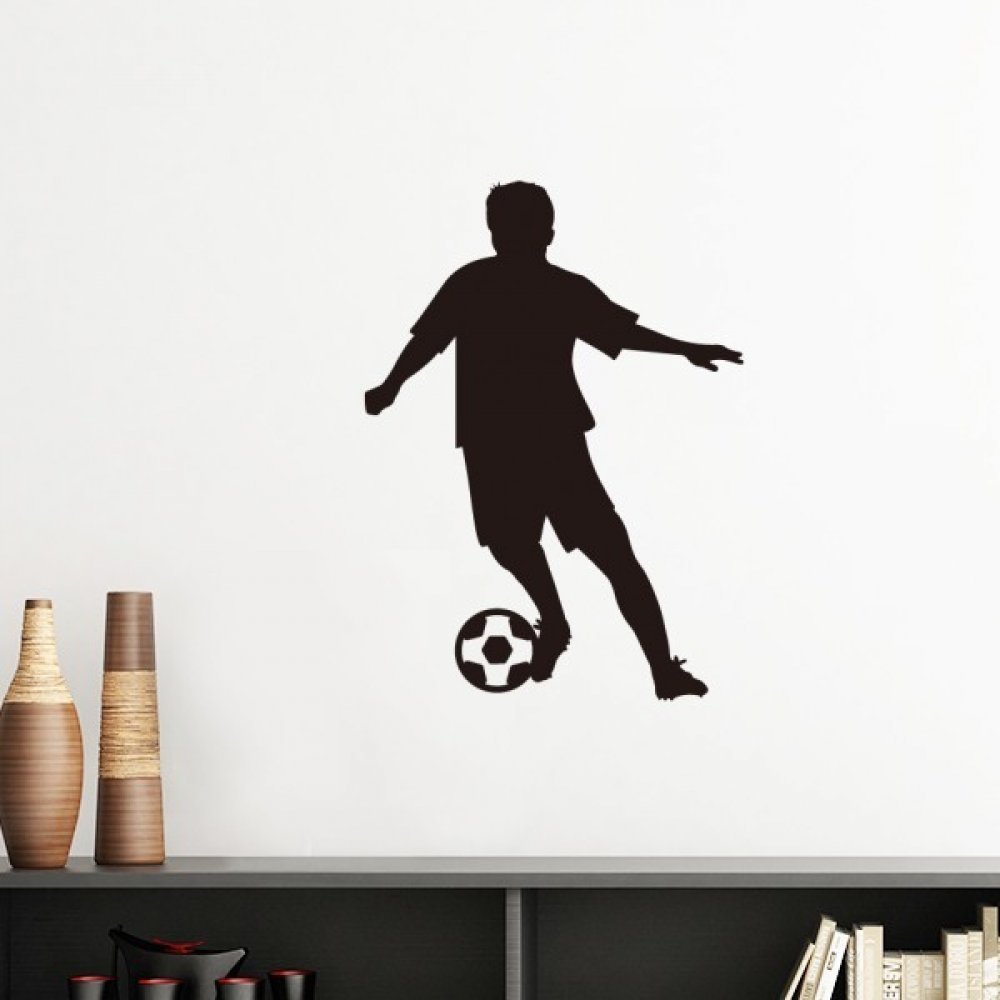 Sticker mural football bleu 50cm DIYthinker silhouette amovible pour chambre