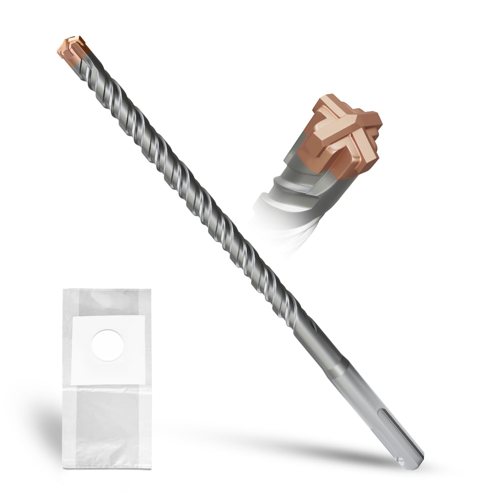 Broca SDS Plus de 10 mm × 210 mm, con 4 cuchillas de metal duro, cabeza con revestimiento, broca de piedra, martillo de hormigón, para piedra, hormigón, piedra natural, pared de ladrillo