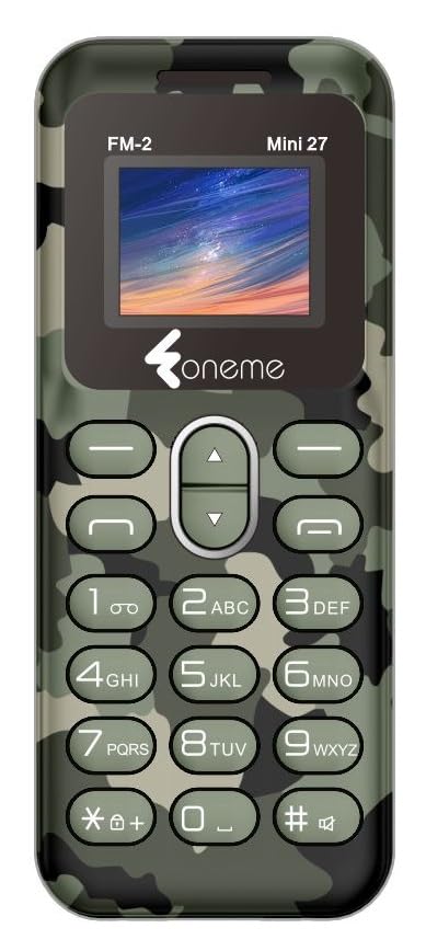 Foneme Mini 27 Finger Size Dual Sim |Keypad Mobile| with 0.66″ Display| BT Dialer | Finger Phone| Voice Changer | Auto Call Recording |Long Lasting Battery |FM | Feature Phone | Army