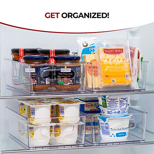 Fullstar Fridge Organizer Set - 4 Clear Storage Bins with Handles for Refrigerator and Freezer Organization