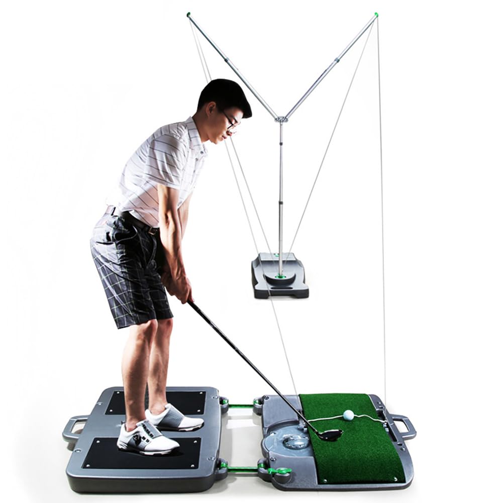 Golf Swing Trainer Aid Portable Golf Swing Trainers with Automatic Ball Return Function, Golf Swing Analyzer, Adjustable Distance 4M~16M, for Beginners Backyard Indoor Lawn