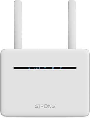 STRONG – Router 4G+ LTE 1200 – Hotspot Mobile – Fino a 300 Mbps 4G / 1200 Mbps Wi-Fi – Ideale per IPTV, Streaming HD, Gaming – 4 Porte LAN Gigabit – Compatibile con tutte le SIM