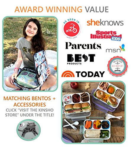 Kinsho Cat Lunch Box With Ice Pack For Girls Women Cute Insulated Bag For Tween, High School Girl, Container Boxes For Big Kid Snacks Lunches, Bpa Free, Fits Bento, Green Grey Modern Cats #TOP5