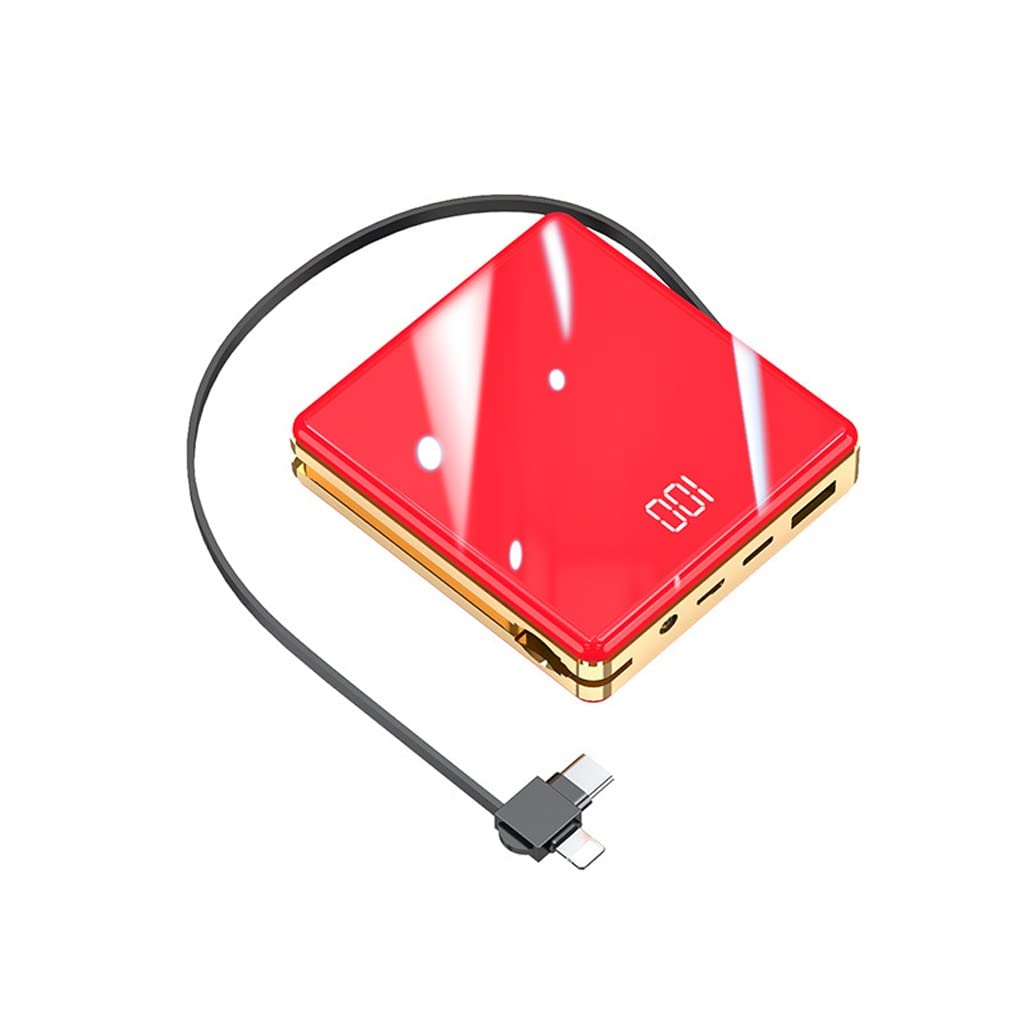 JJJ Kreatywny mini powerbank 3 w 1 z własnym kablem 20 000 mAh ładowarka przenośna do szybkiego ładowania (kolor: czerwony, rozmiar: 8000 mAh)