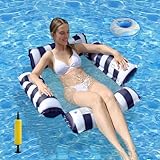 HOWAB Colchoneta Piscina Adultos Inflable: 4 en 1 Hamaca de Agua, Hamaca...