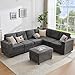 107 Inch Sectional Sleeper Sofa with Pull Out Bed, 7 Seat U Shaped Modular Sectional Sofa with Storage Ottoman, USB Port & 6 Pillows, Sectional Couches for Living Room & Apartment, Modular Couch, Grey