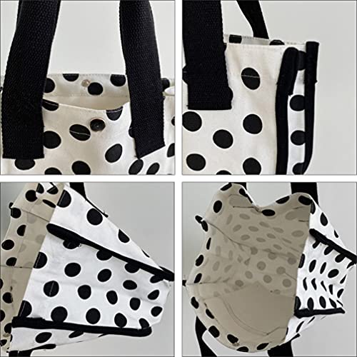 VALICLUD 1Pc Polka- Dot Bolsa de Moda Do Vintage Saco de Lona Portátil Saco de Caixa De Bento (Preto