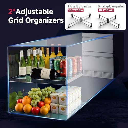 Image of 24 inch Under Counter Refrigerator, Stainless Steel 2-Drawer Fridge, Silver