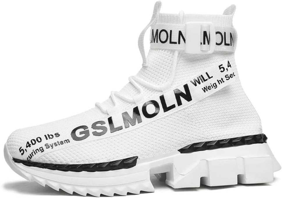 Jakcuz Men's High Top Sneakers Plus Size Breathable Gym Athletic Running Walking Tennis Comfortable Fashion Platform Shoes - Image 3