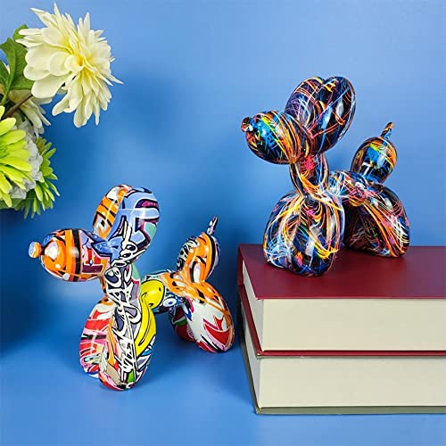 Balloon Dog Sculpture Animal Statues Art Figurines Home Decorations For Living Room Book Shelf Tv Bar Cabinets Desk Decor Table Centerpieces Ornament (A - Graffiti) #TOP3
