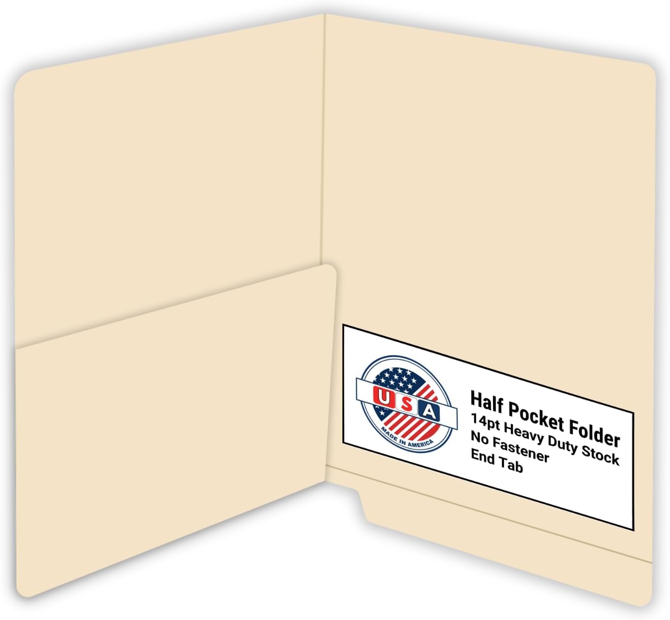 Manila Pocket File Folders, Doctor Stuff, Letter Size Reinforced End Tab Folder with 1/2 Pocket on Inside Left, 14 pt Manila Stock, Box of 50