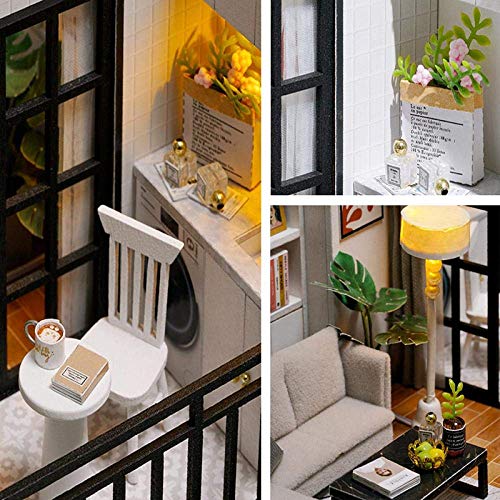 3D-DIY-Puppenhaus Mit Möbel-Led-Licht-Kits 1:32 Miniatur-Puppenhaus Mit Staubschutz Aus Holz, Handmontiertes Modell… – Bild 3
