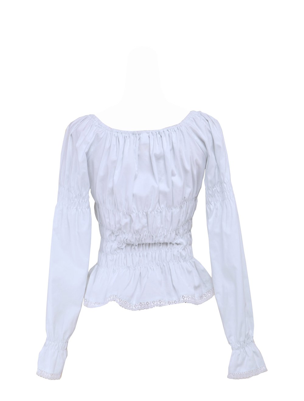 an*tai*na* Camicia Tradizionale Lolita vittoriana Vintage in Cotone Bianco Dolce con arricciature in Pizzo e Fiocco