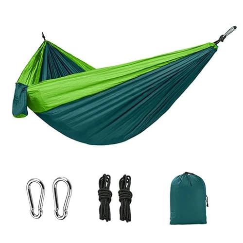 ZERAOKE Portable Hammocks Nylon Color Parachute Fabric Single and Double Size Outdoor Camping Garden Hammock-Green