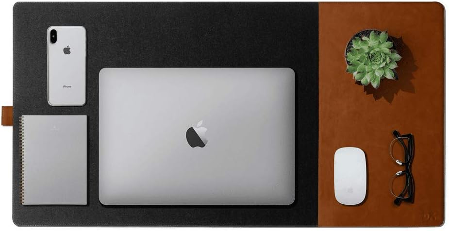 DailyObjects Turf 2.0 Desk Mat | Super Smooth Felt for Home,Office and Gaming | 85 * 45cm | Vegan Leather | Work from Home Solution for Laptop Keyboard and Mouse | Anti Slip Water Resistant | Grey-Tan