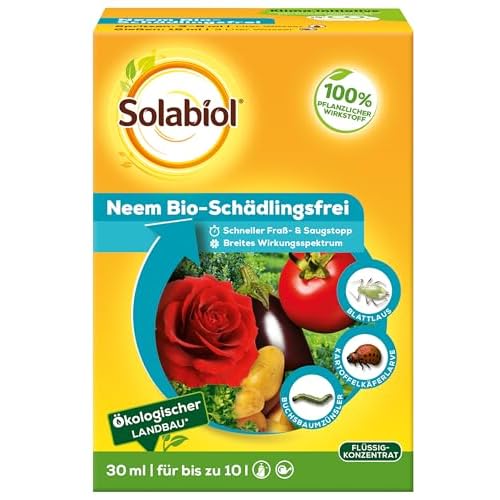 Solabiol Neem Bio-Schädlingsfrei, biologische Schädlingsbekämpfung an Zierpflanzen, Kräutern, Kartoffeln und Gemüse, 30 ml
