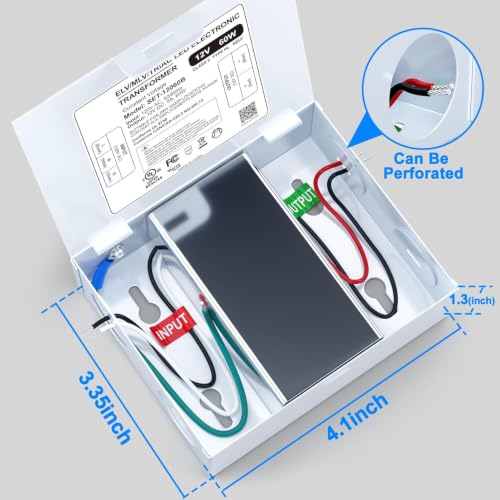 Image of UL-Listed Dimmable LED Driver 60W 12V with Removable Junction Box, Triac /ELV /MLV Transformer for LED and Halogen Lighting, Compatible with Lutron & Leviton Dimmers for Indoor /Outdoor Applications