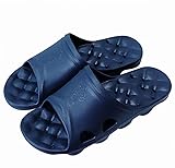 BAI HOU Dusch und Badeschuhe Damen Herren Anti-Rutsch Badelatschen Slippers mit Ablauflöchern Leichte flache Hausschuhe Sandalen Massage Badeschlappen für Indoor und Outdoor(Marine Blau,40-41 EU)