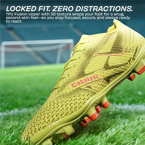 Image of Nivia Catalyst Football Studs for Men, TPU with 3D Texture Upper, Dual Color High Shear TPU Outsole, Lace‑Up Closure, Lightweight Training & Match Cleats