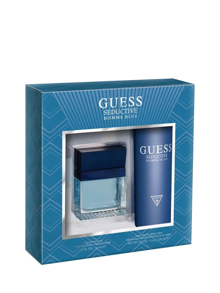 GUESSSeductive Homme Blue Gift Set, Eau De Toilette Cologne Spray for Men, 1.7 Fl. Oz. / 50 Ml Seductive Homme Blue Body Spray 6.0 Oz. / 226 Ml