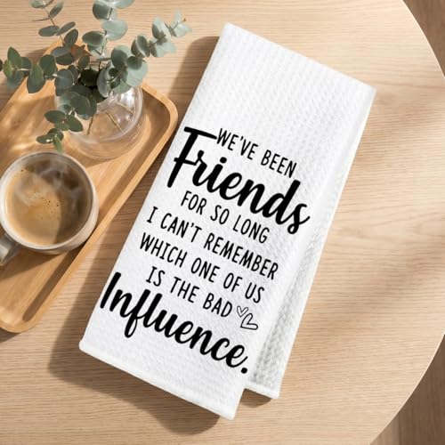 Image of Hanamiya Na Funny Sarcastic Friend Gifts Kitchen Towels 24x14 Inch, Humorous Friendship Gift Reusable Dish Towels for Kitchen Decor, Waffle Weave Absorbent Hand Towel, BFF Gifts for Women Friend